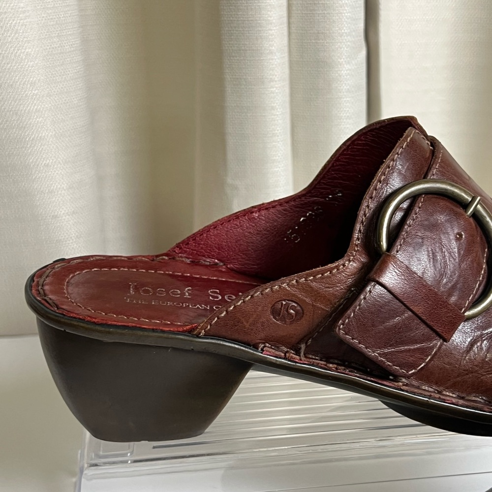Josef Seibel Leather Clogs With Buckle - Picture 4 of 16